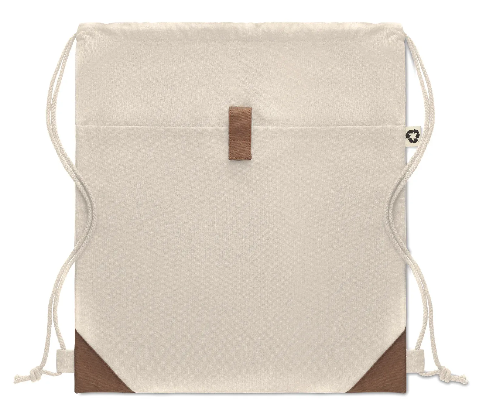 Recycled Cotton Drawstring Bag Panda Bag with 220 Gr/M² 38X42 cm — Beige