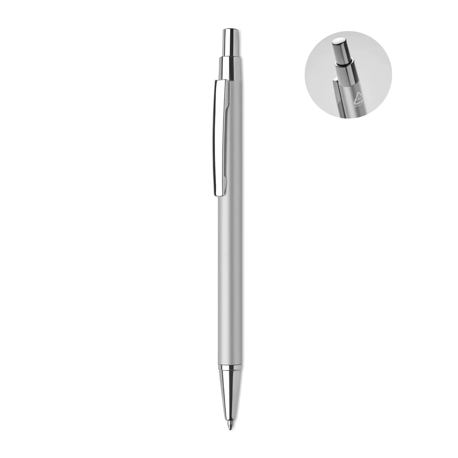 Dana Recycled Aluminium Push Button Pen — Silver