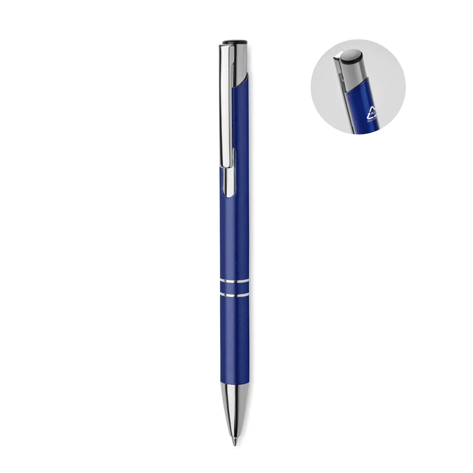 Bern RA Recycled Aluminium Push Button Pen — Royal Blue