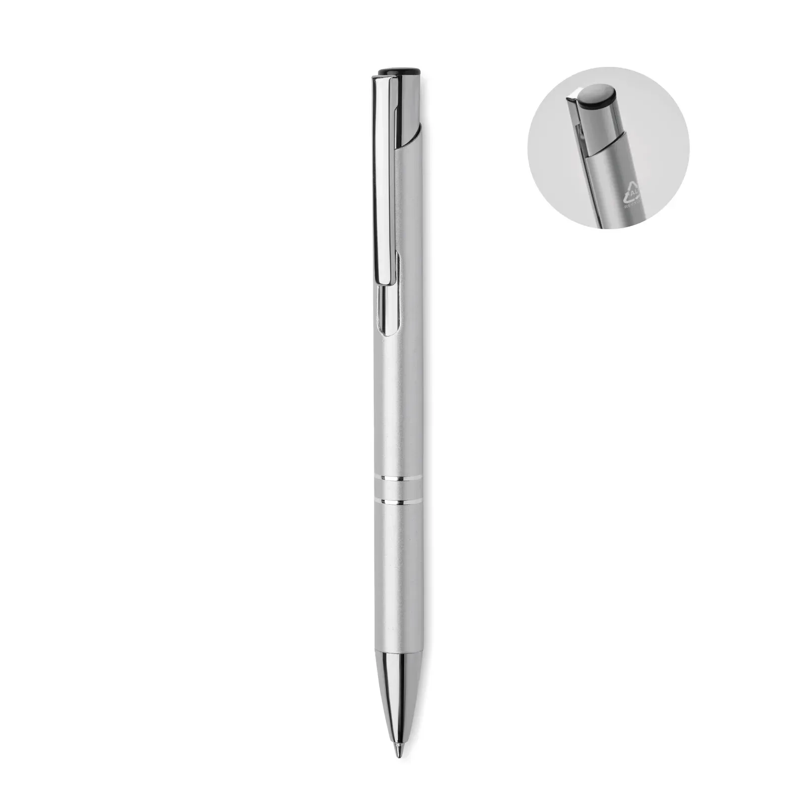 Bern RA Recycled Aluminium Push Button Pen — Silver