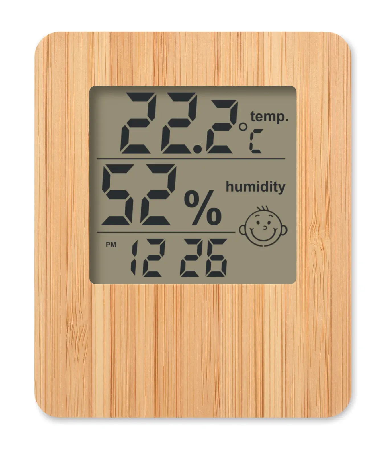 Suncity Bamboo Weather Station – Time, Temperature & Humidity, Wireless Charging — Wood
