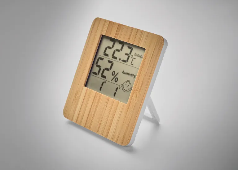 Suncity Bamboo Weather Station – Time, Temperature & Humidity, Wireless Charging