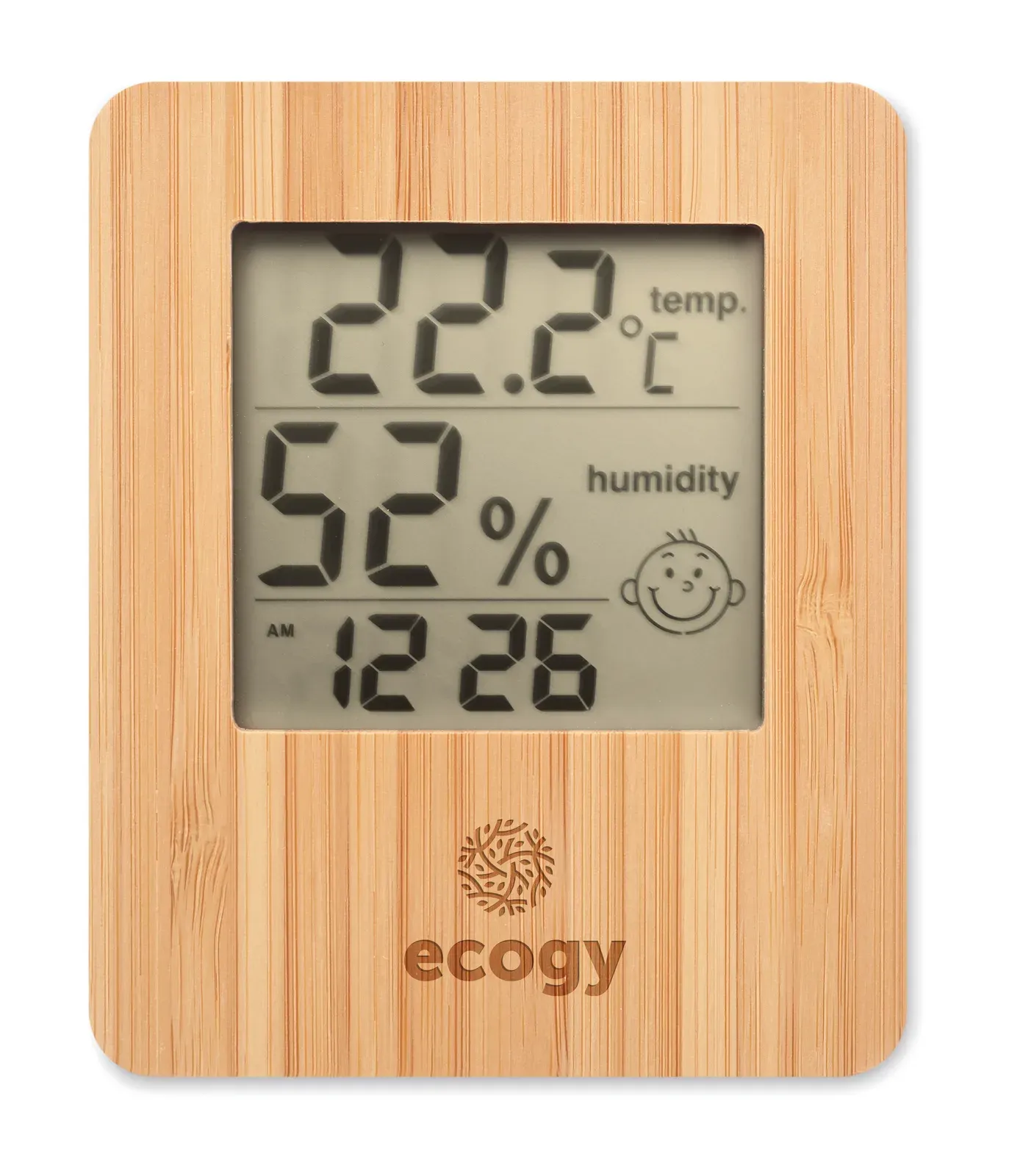 Suncity Bamboo Weather Station – Time, Temperature & Humidity, Wireless Charging — Wood