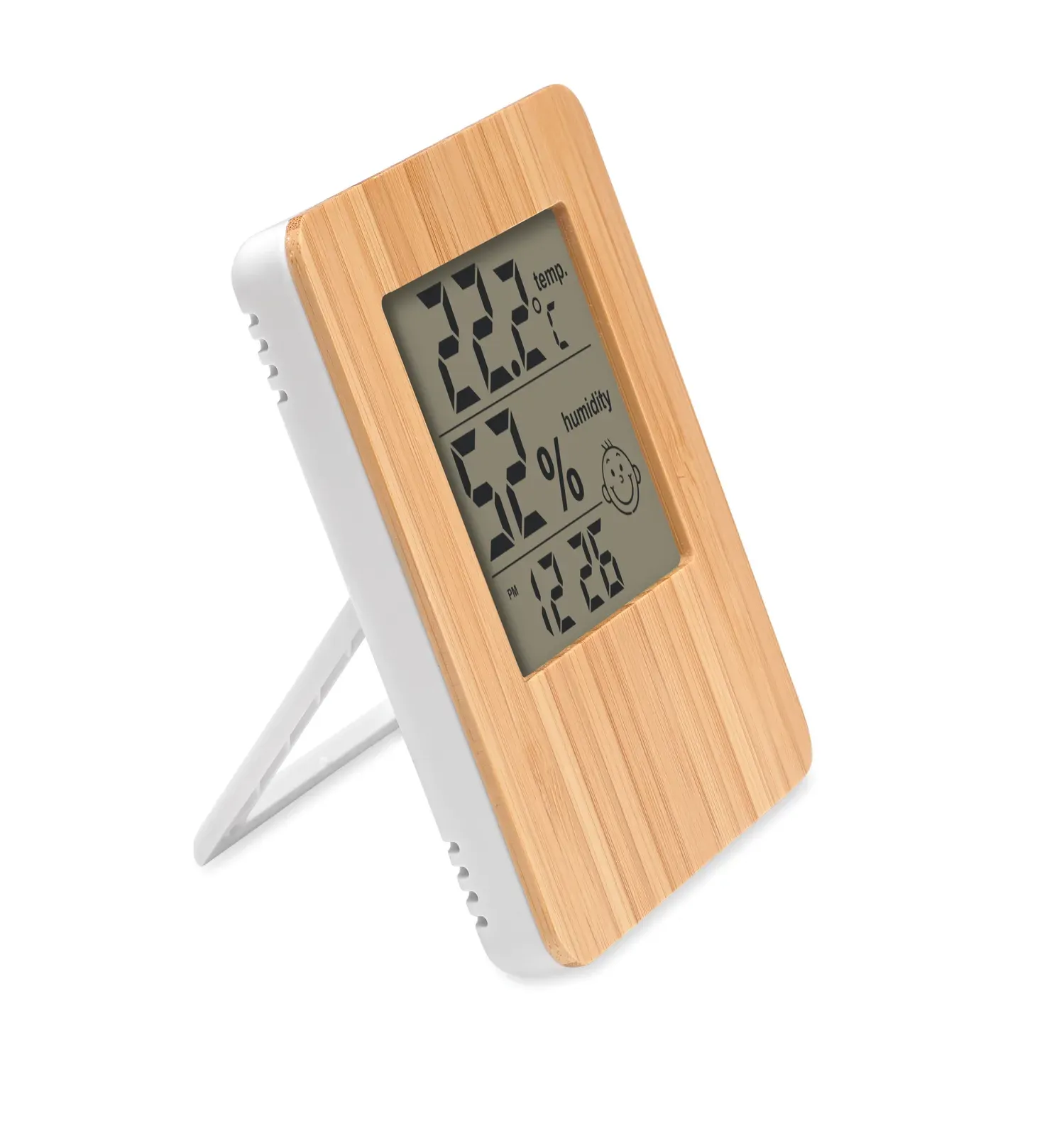 Suncity Bamboo Weather Station – Time, Temperature & Humidity, Wireless Charging — Wood