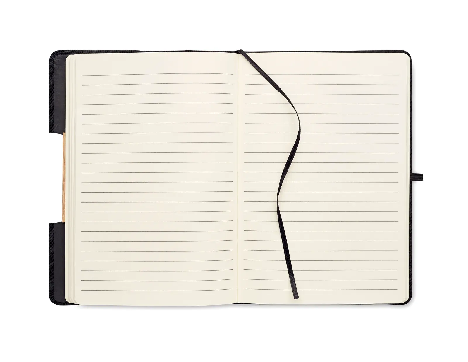 Blama A5 RPET Notebook with Bamboo Detail – Smartphone Stand & 160-Page FSC Refill — Black