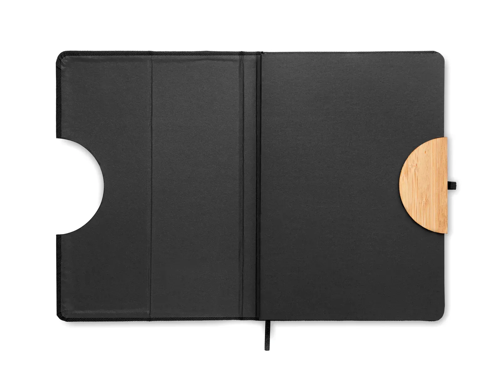 Blama A5 RPET Notebook with Bamboo Detail – Smartphone Stand & 160-Page FSC Refill — Black