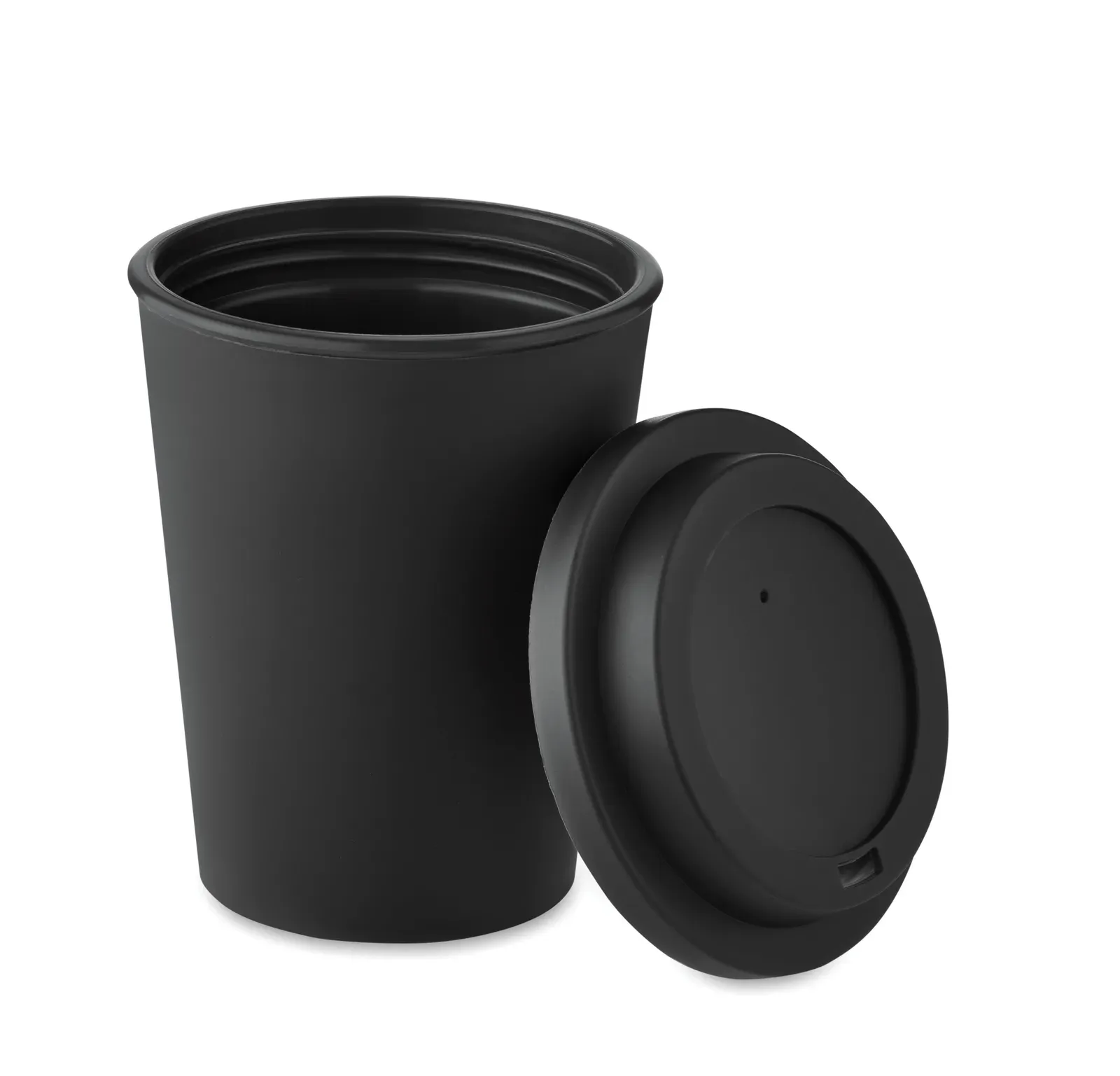 Nola – Double Wall Tumbler with Drinking Mouthpiece Lid in PP — Black