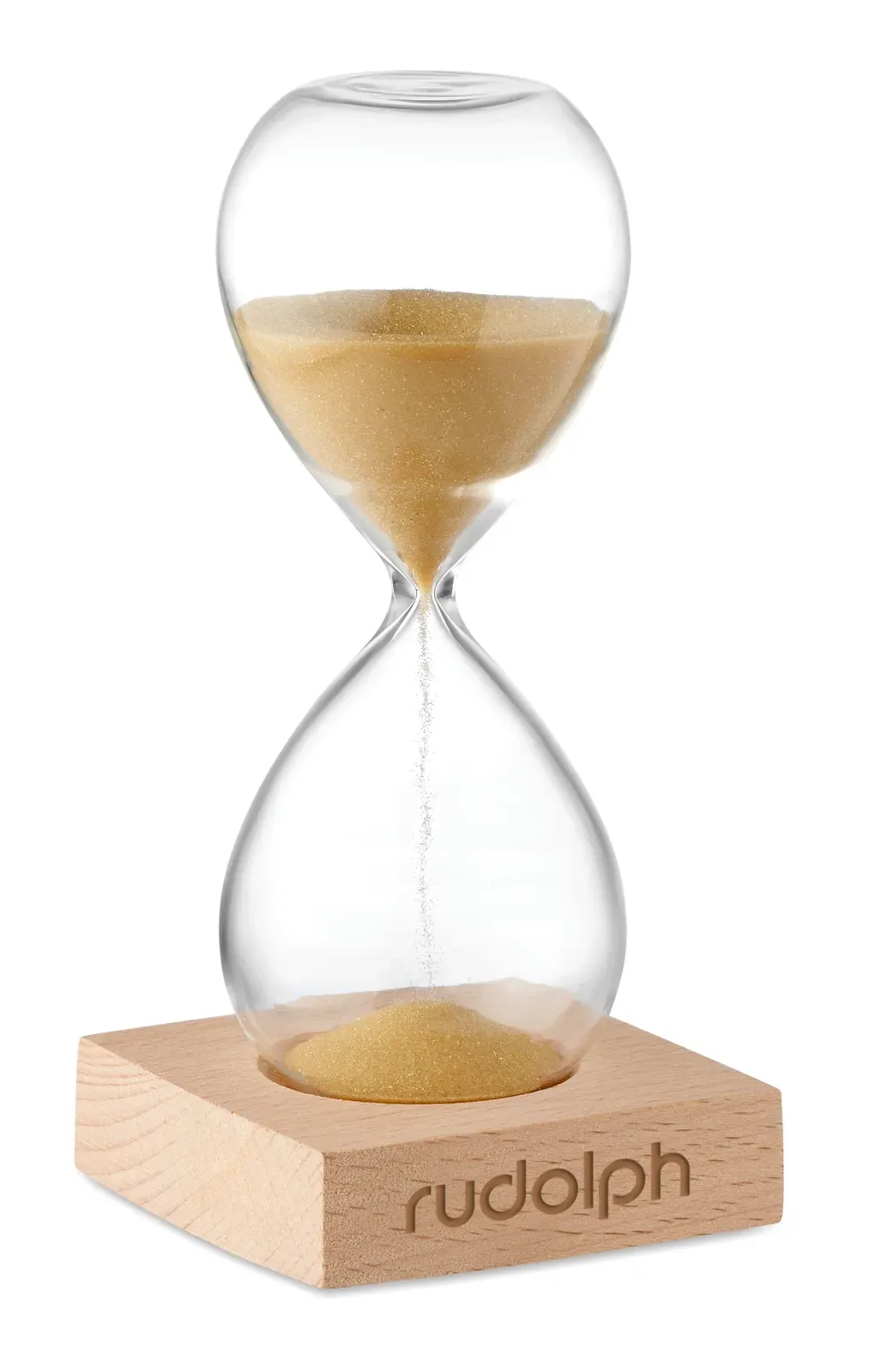 Desert 5-Minute Sand Timer – Borosilicate Glass, Beech Wood Base — Beige