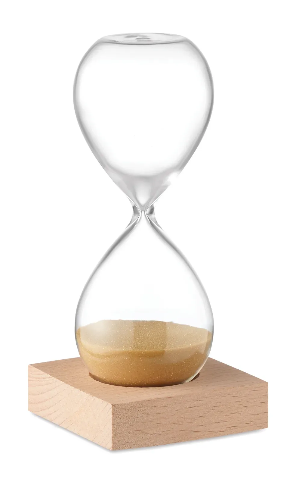 Desert 5-Minute Sand Timer – Borosilicate Glass, Beech Wood Base — Beige