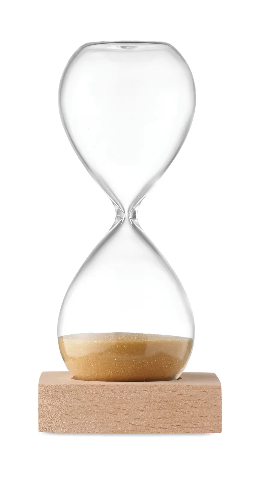 Desert 5-Minute Sand Timer – Borosilicate Glass, Beech Wood Base — Beige