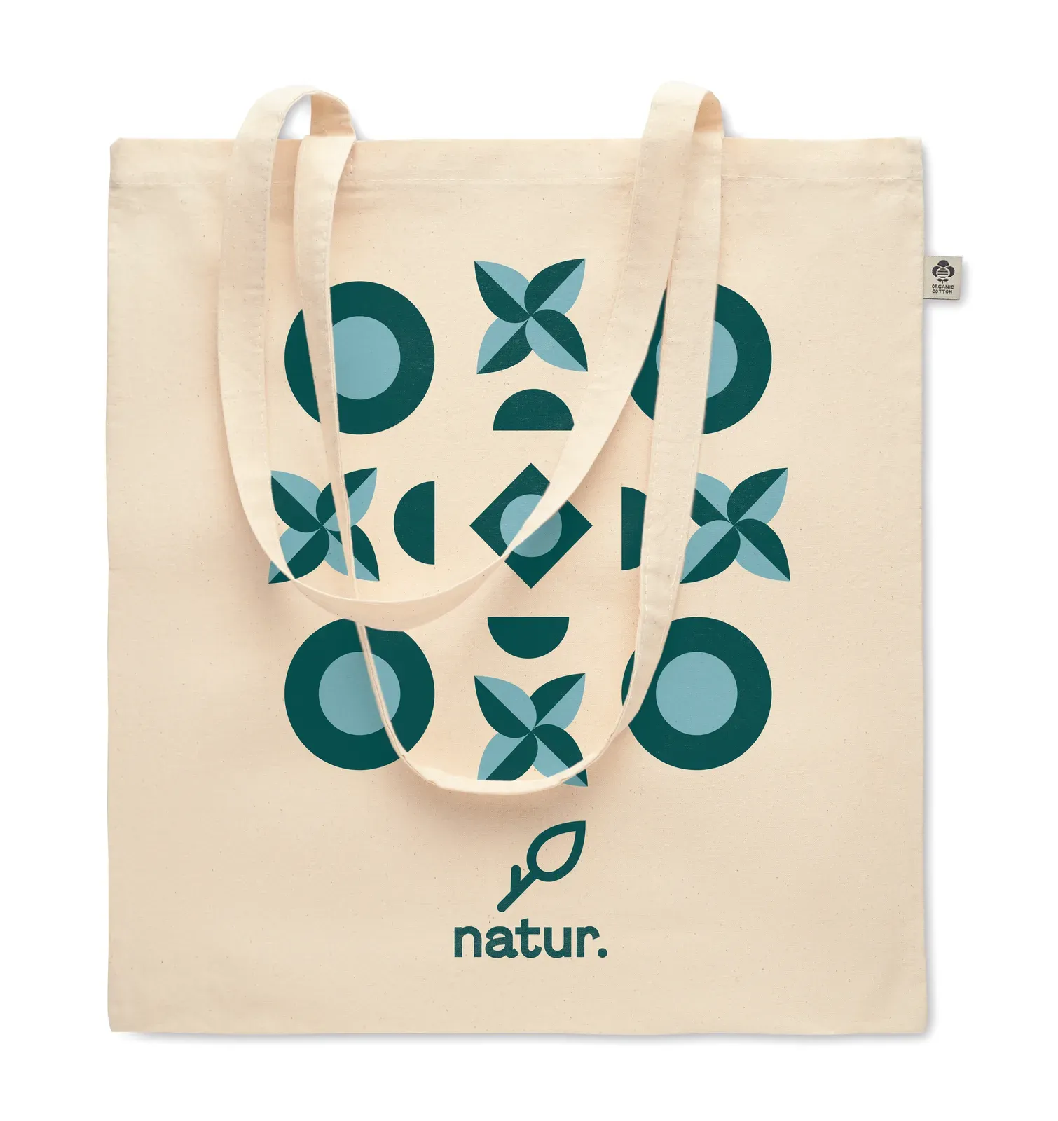 Organic Cotton Shopping Bag Nuoro with Long Handles 38X42 cm — Beige