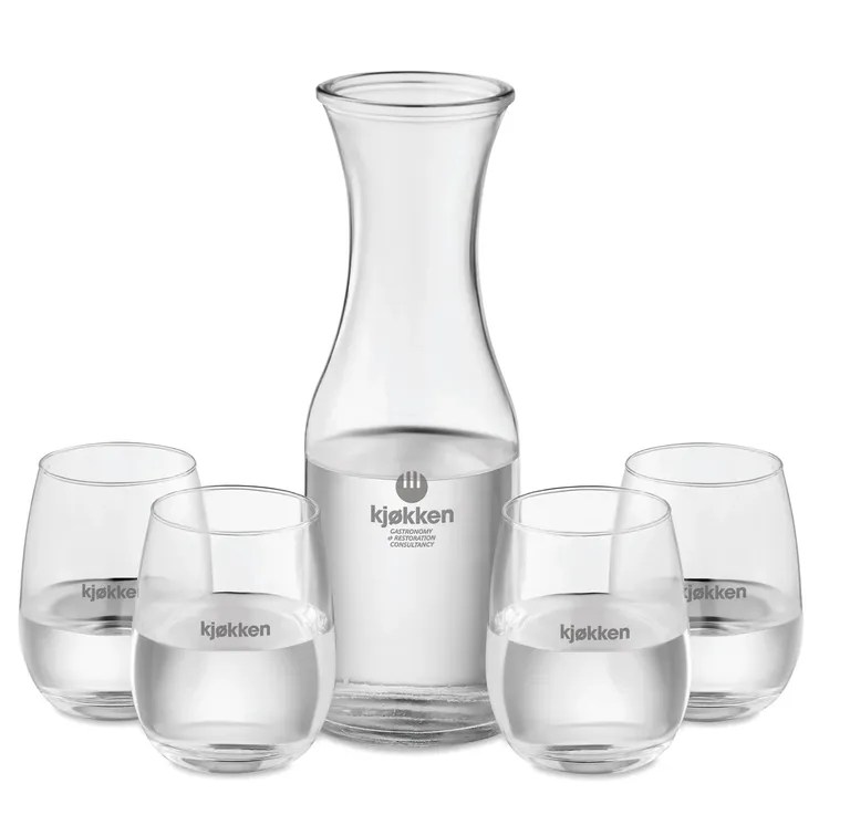 Piccadilly – Recycled Glass Drink Set; Including: Carafe with Cork Lid and 4 Glasses