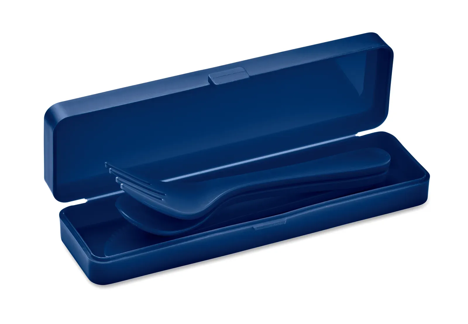 Rigata – Re-Usable PP Portable Cutlery Set and Case; Includes Spoon, Fork and Knife — Blue