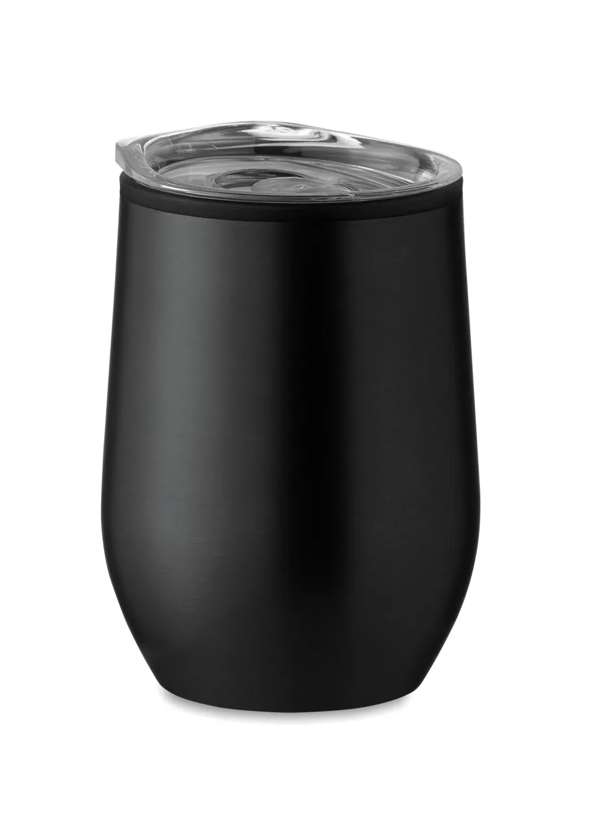 Chin Chan – Double Wall Stainless Steel Cup with Inner PP and Transparent PS Lid — Black