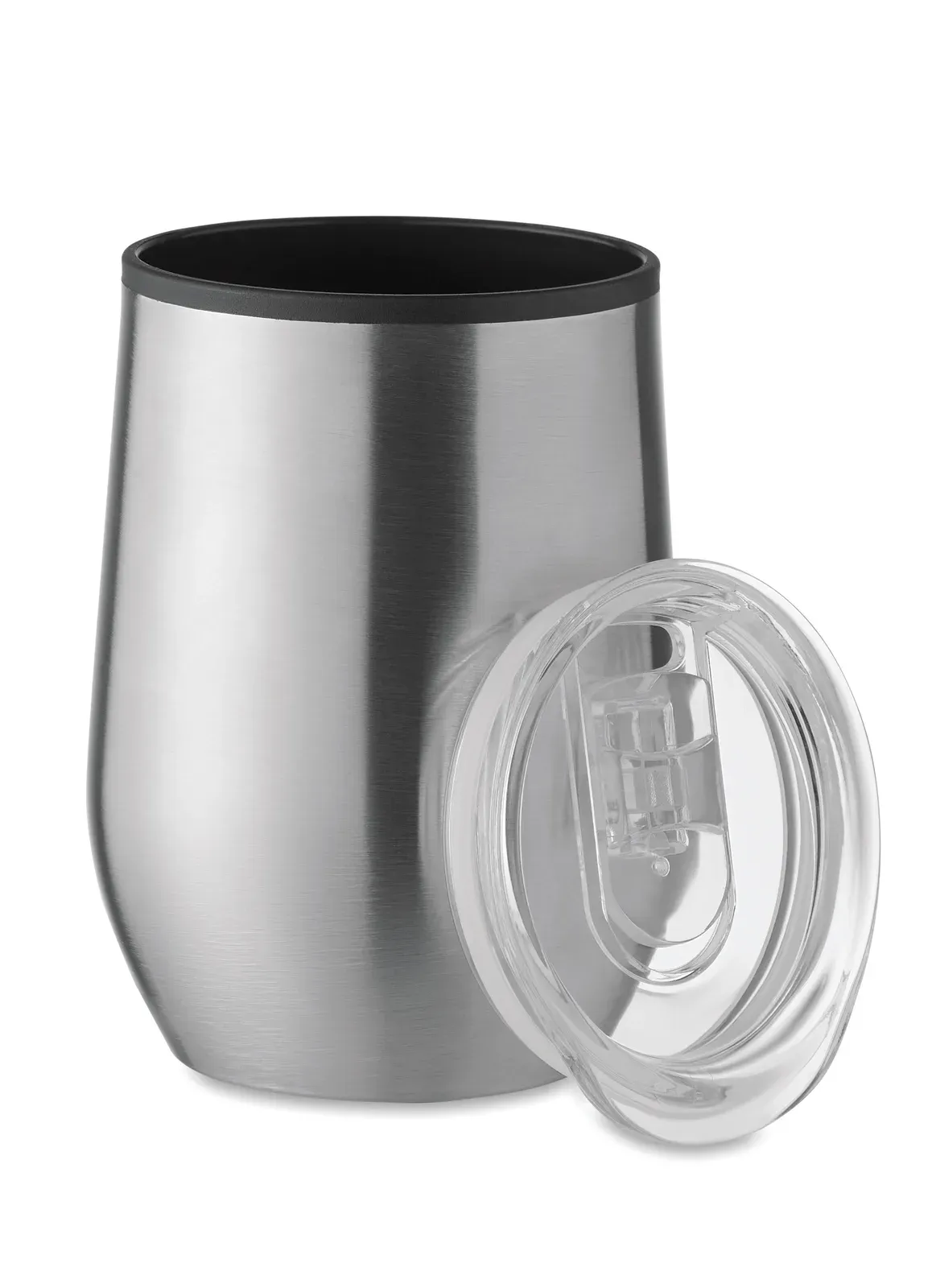 Chin Chan – Double Wall Stainless Steel Cup with Inner PP and Transparent PS Lid — Matt Silver