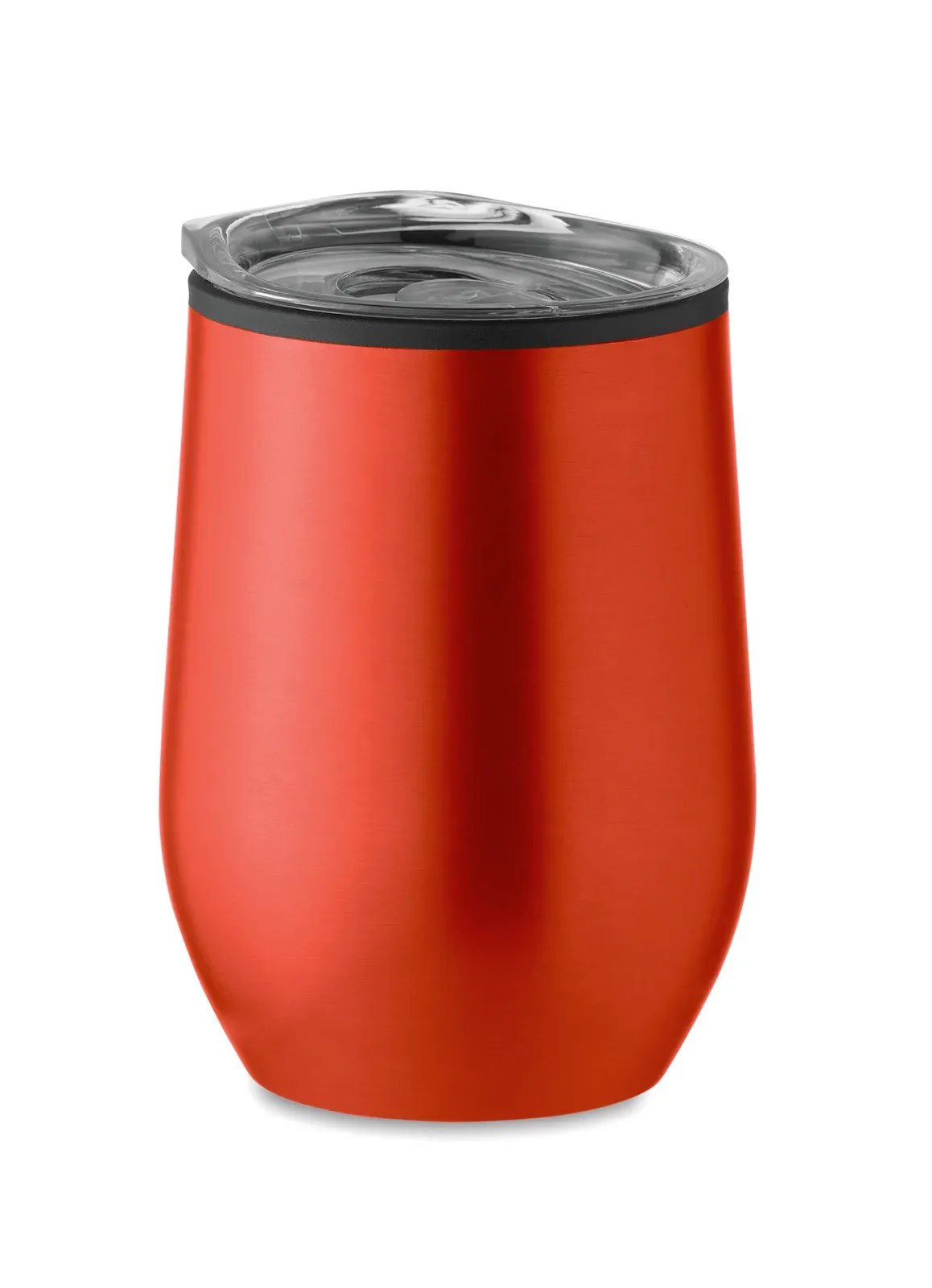 Chin Chan – Double Wall Stainless Steel Cup with Inner PP and Transparent PS Lid — Red