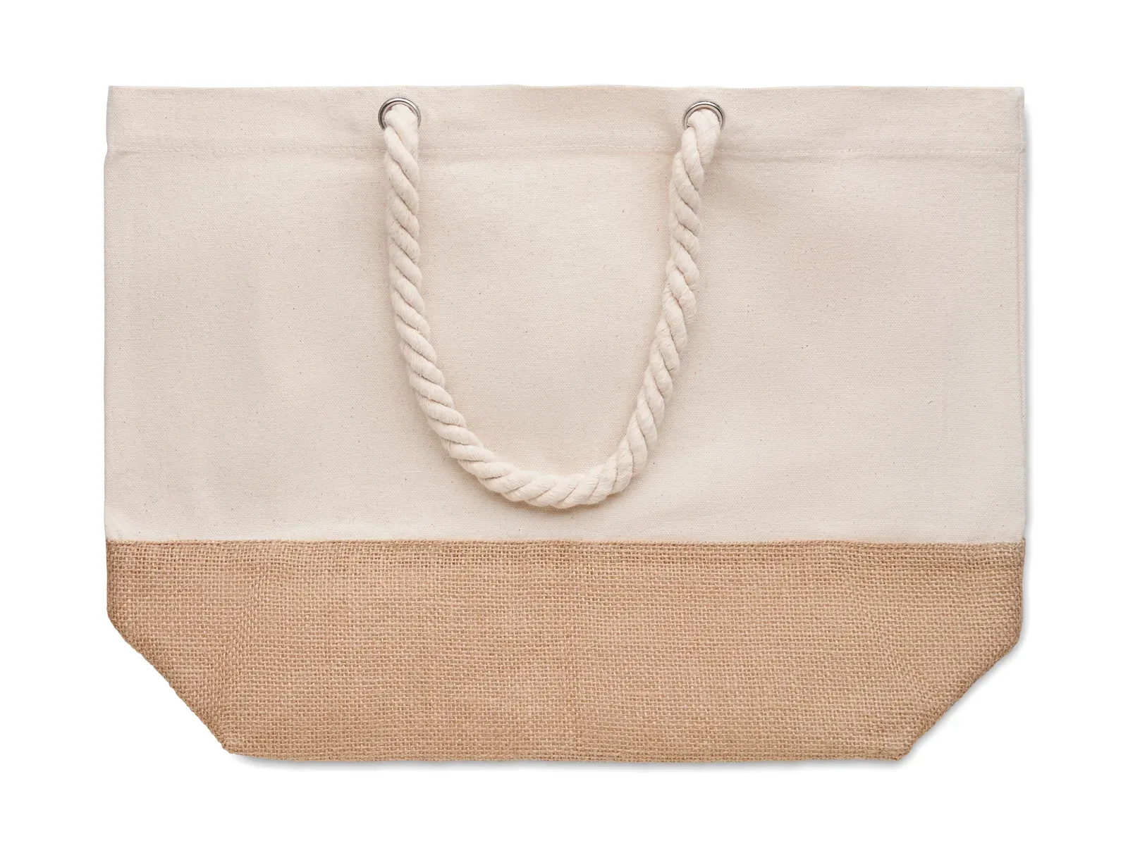 Canvas Beach Bag Pantai with Zippered Pocket 50X17.5X34 cm MO6720 — Beige