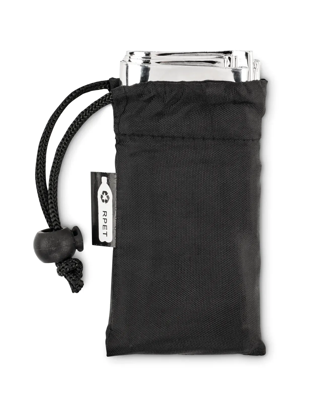 Help – Emergency Blanket in RPET Polyester Drawcord Pouch — Black