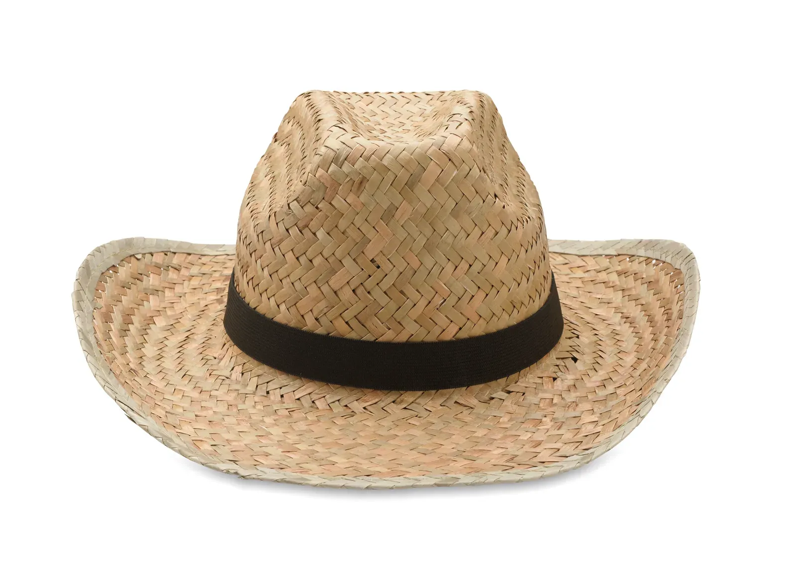 Texas Cowboy-Shape Straw Hat — Black