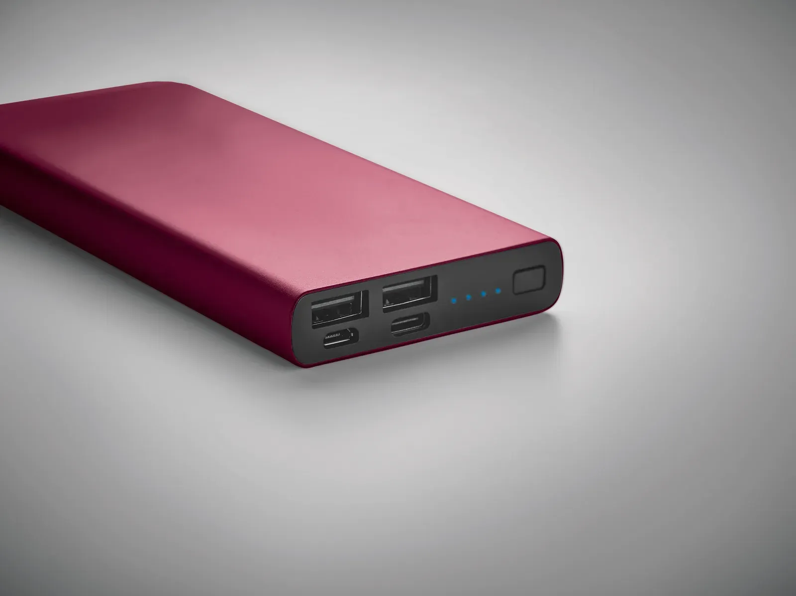 Powerflat10c 10000mAh Power Bank – Recycled Aluminium, PD Fast Charging — Burgundy
