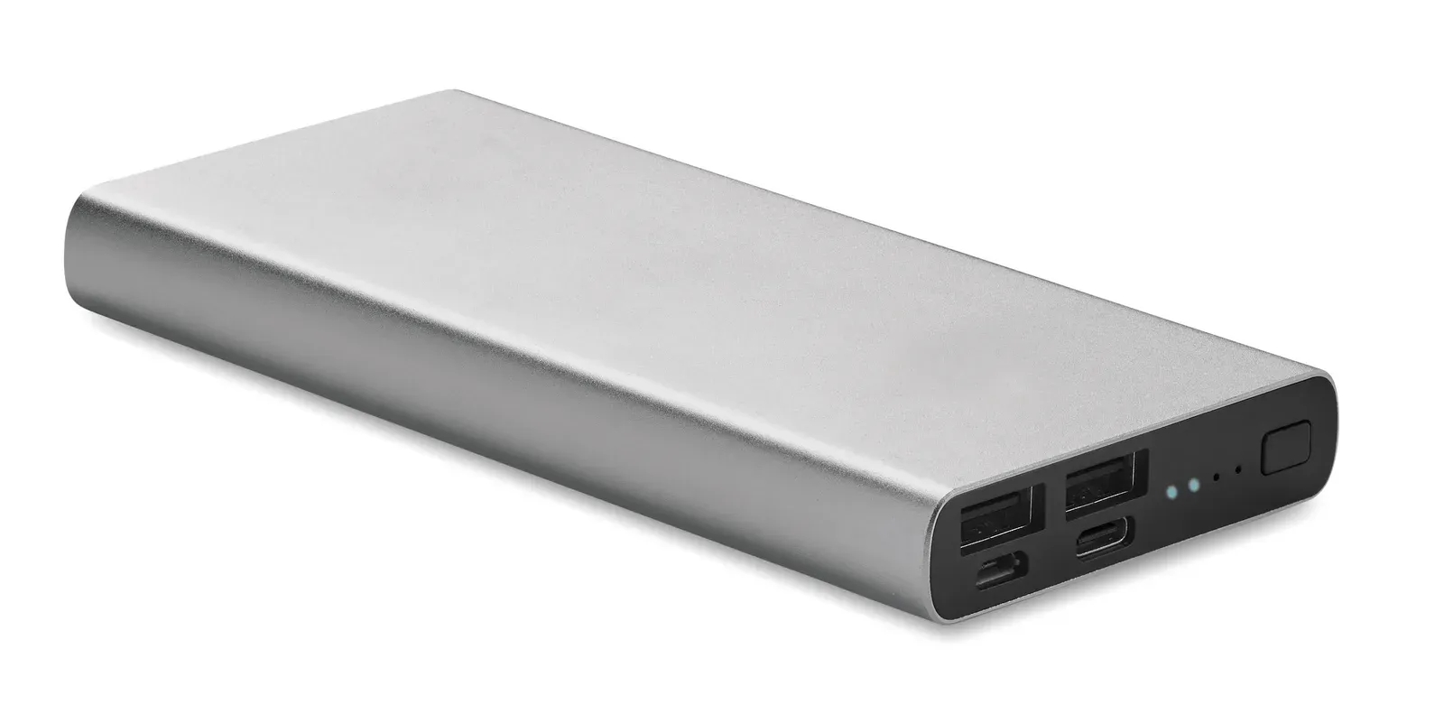 Powerflat10c 10000mAh Power Bank – Recycled Aluminium, PD Fast Charging — Matt Silver
