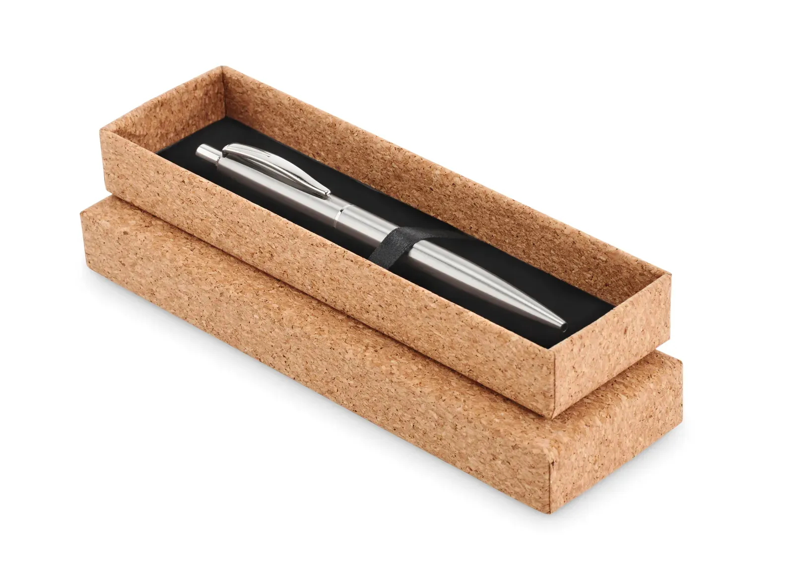 Graz Recycled Stainless Steel Pen – Cork Gift Box — Matt Silver