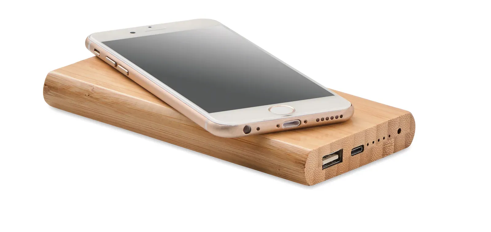 Arena C Wireless Charger & 6000mAh Power Bank – Bamboo Casing — Wood