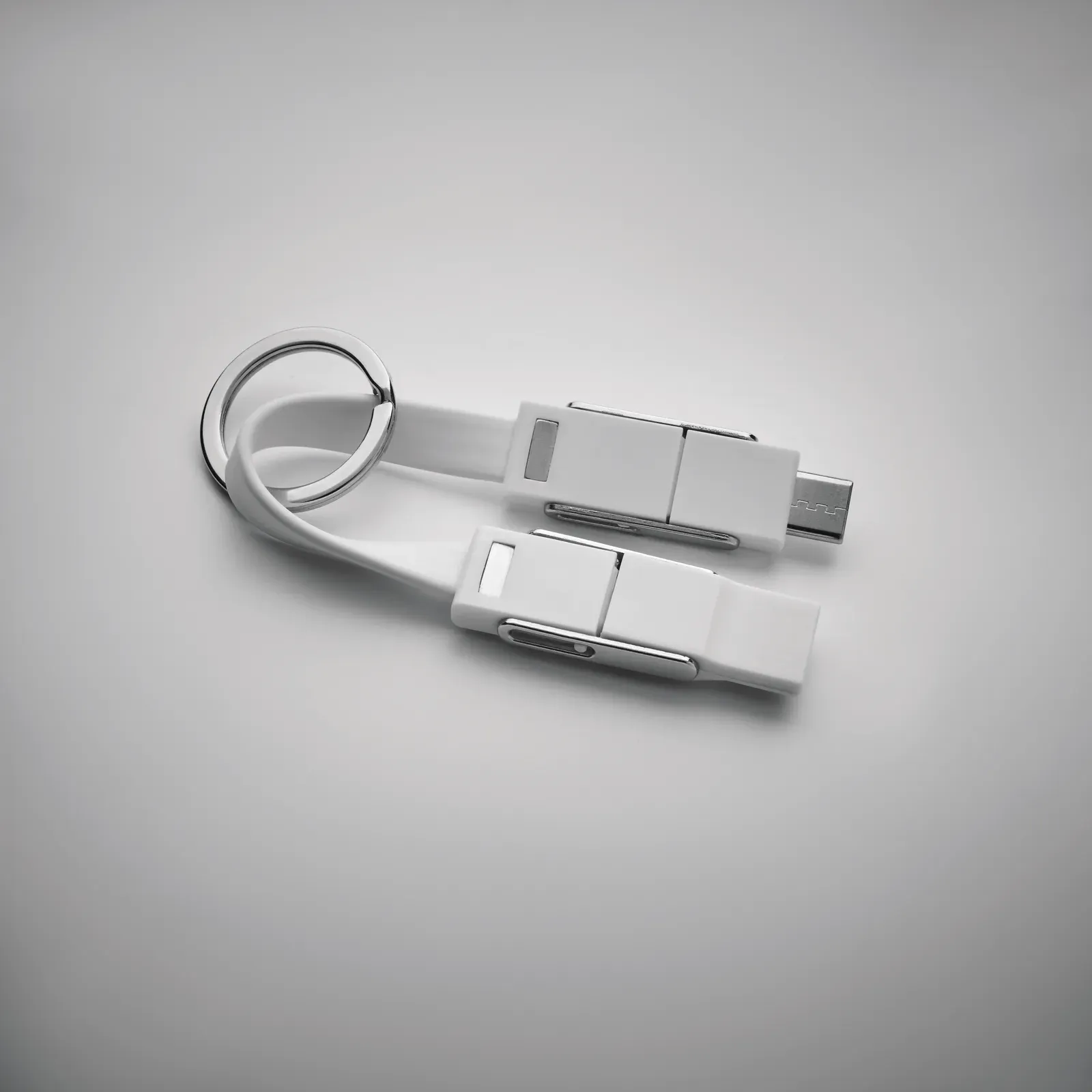 Key C 4-in-1 Charging Cable Keyring — White