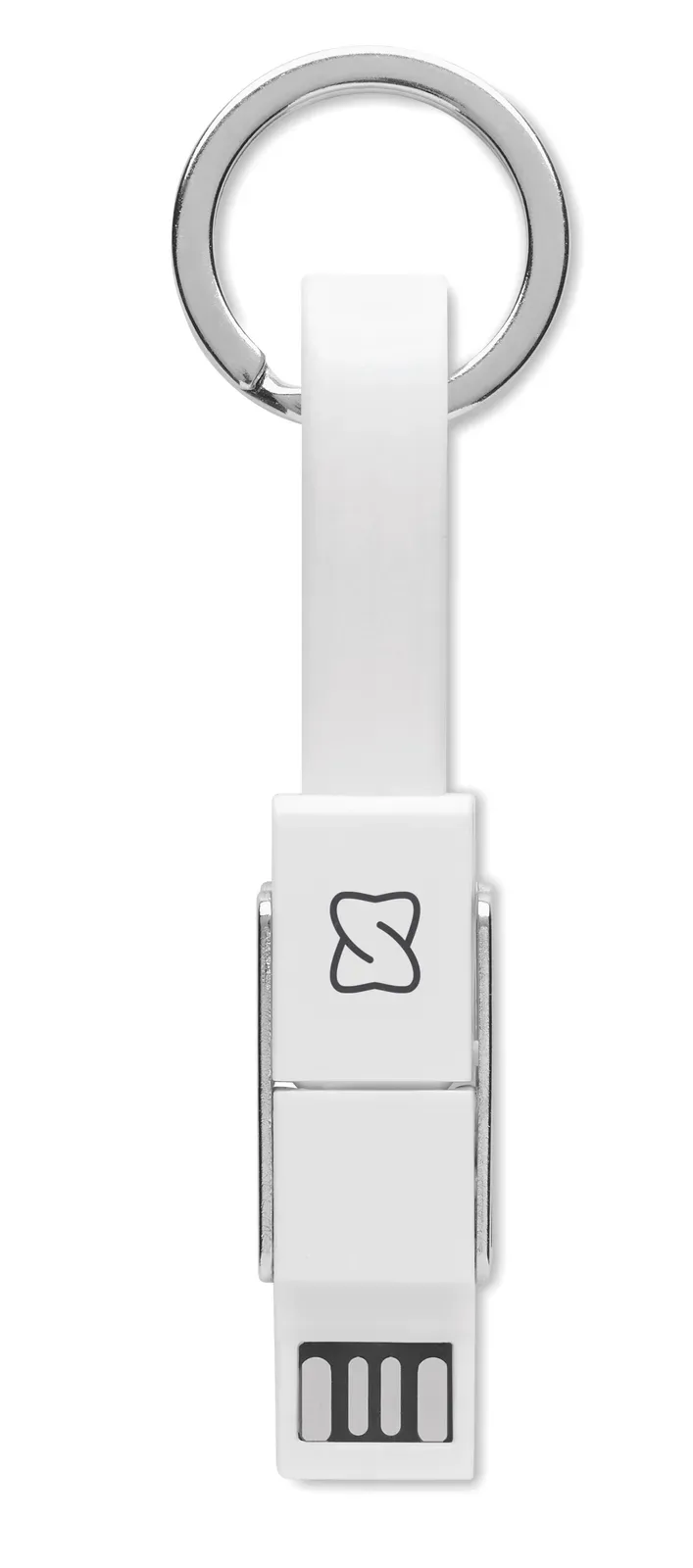 Key C 4-in-1 Charging Cable Keyring — White