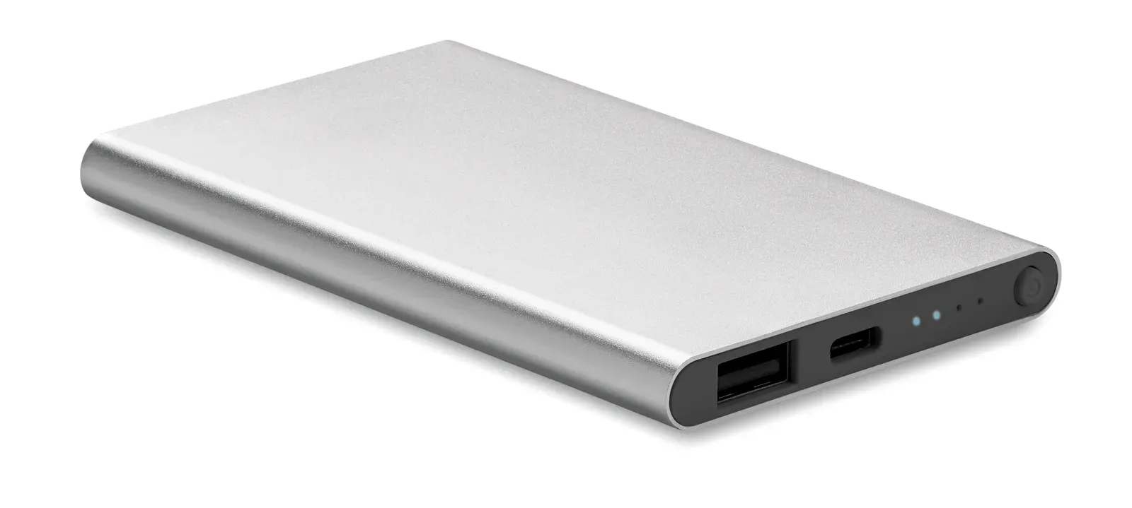 Powerflat C 4000mAh Power Bank – Recycled Aluminium, Type-C — Matt Silver