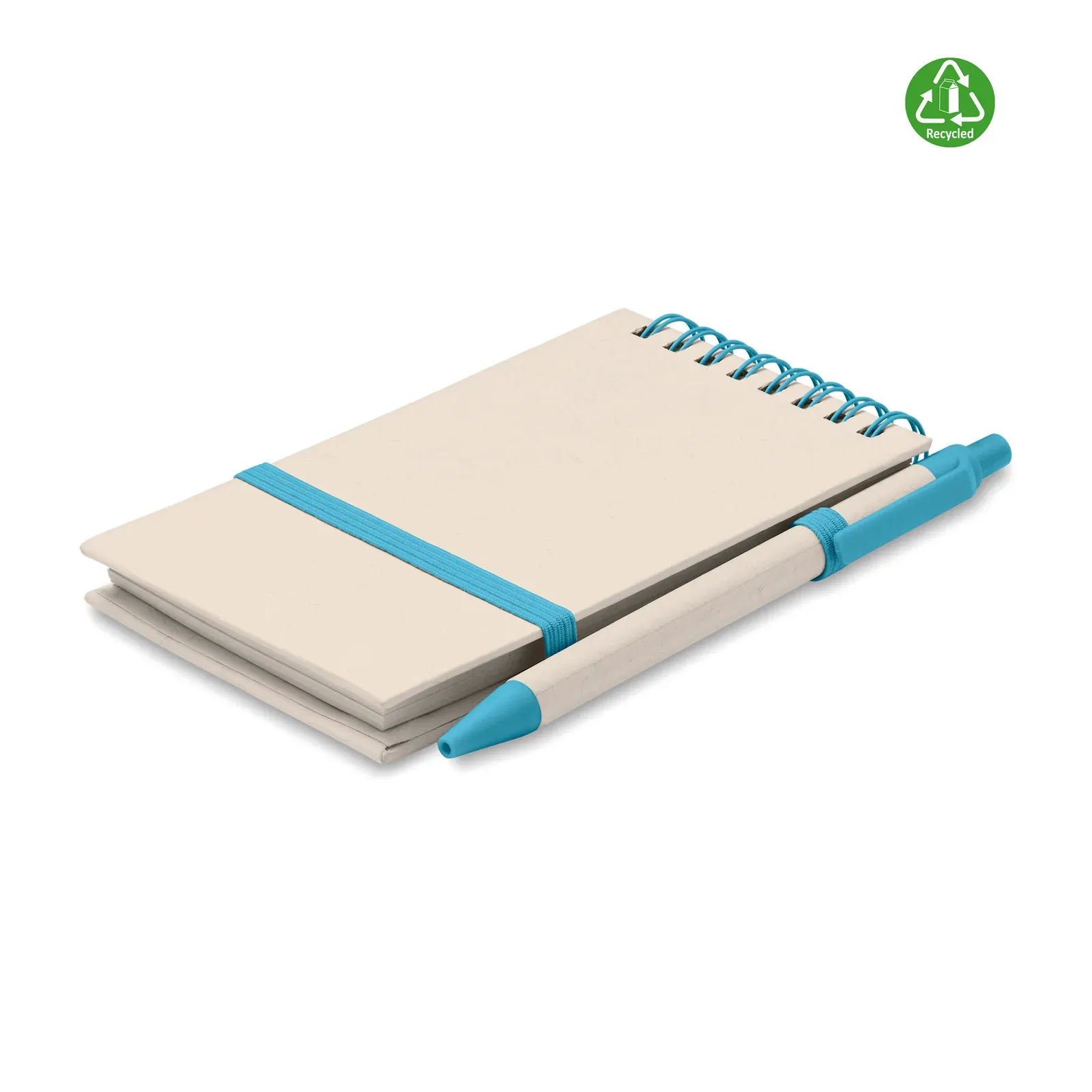 Mito Set A6 Recycled Milk Carton Notebook & Pen – 70-Sheet Lined Refill — Turquoise