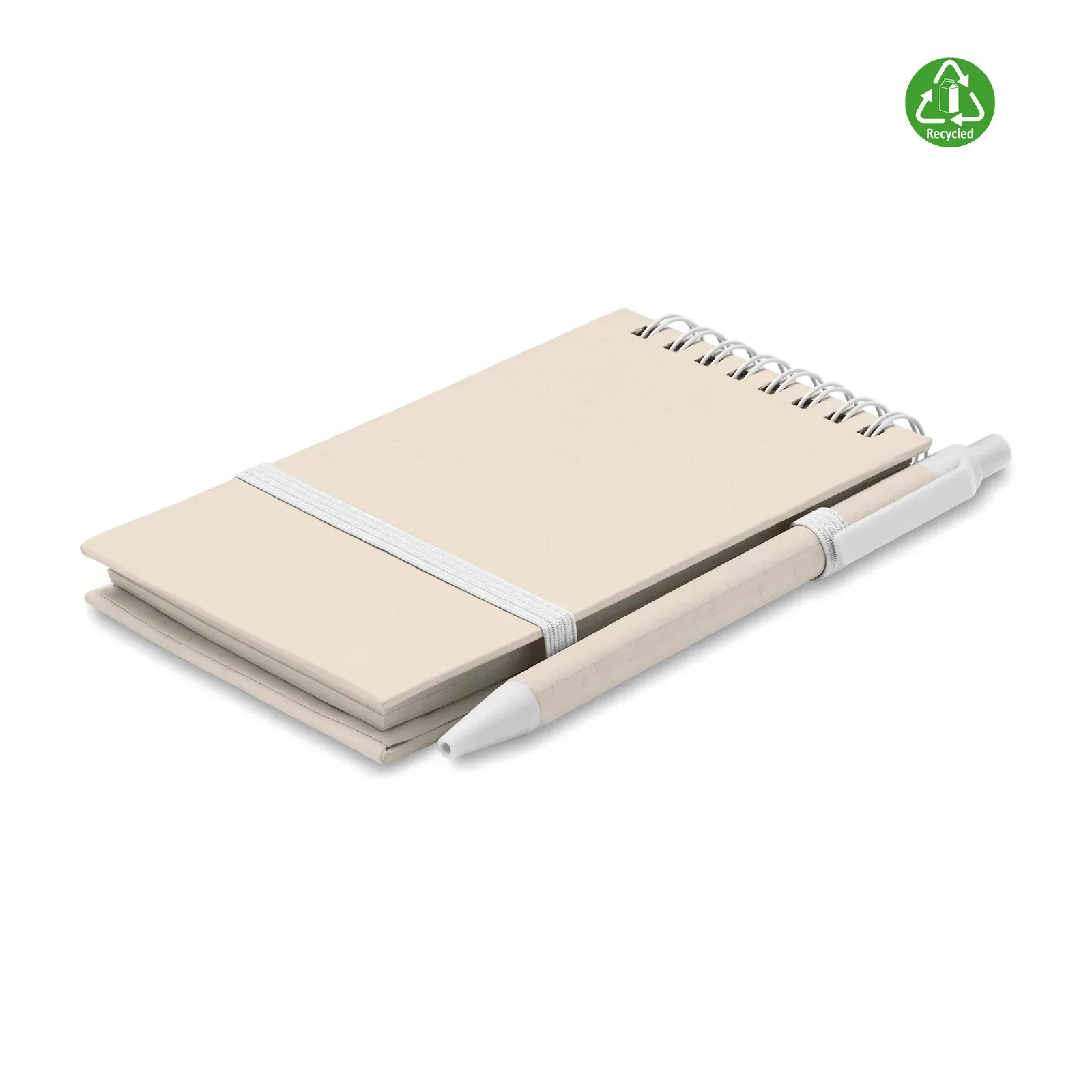 Mito Set A6 Recycled Milk Carton Notebook & Pen – 70-Sheet Lined Refill — White