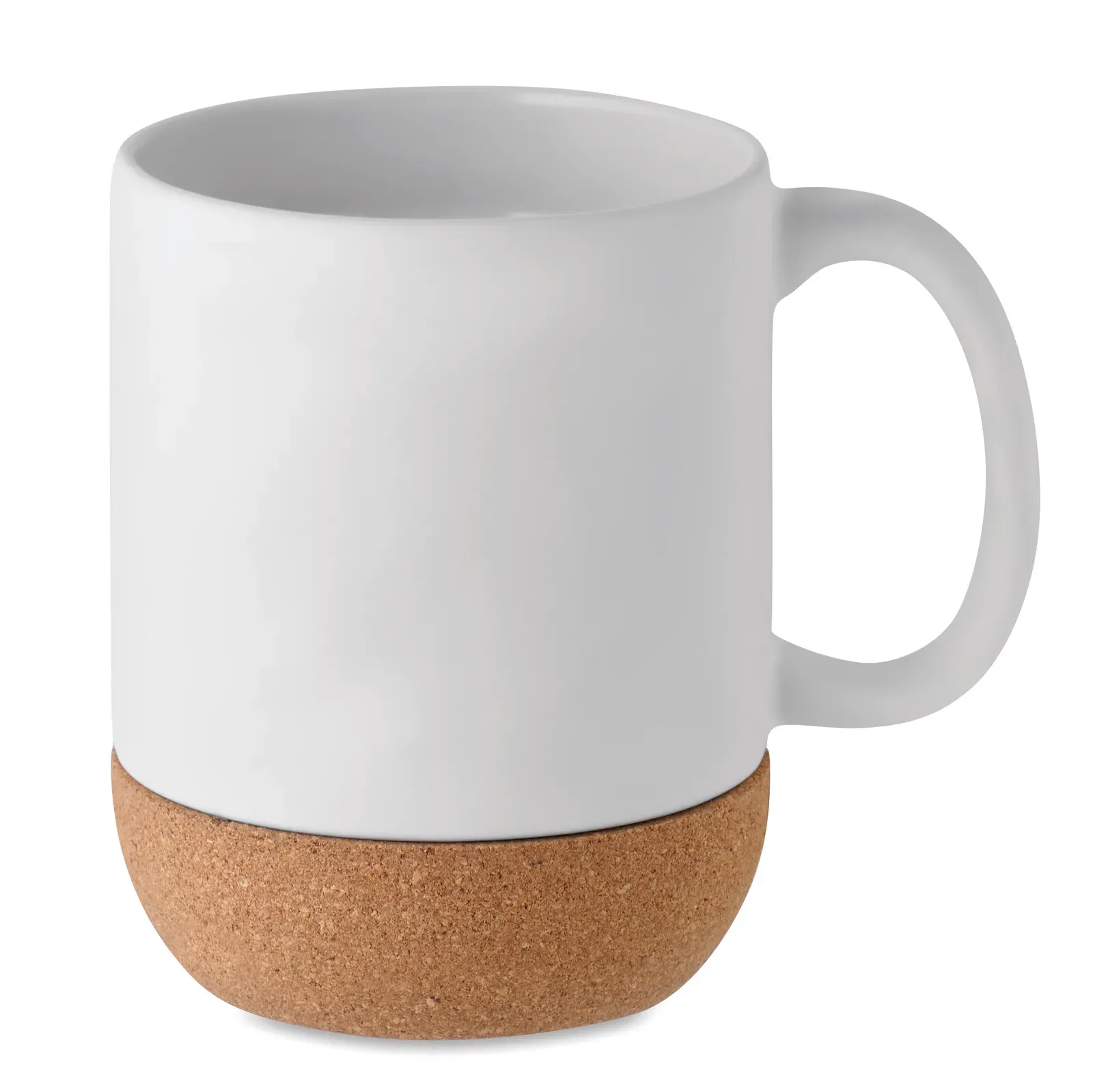 Matt – Matt Ceramic Mug with Cork Base Detail; With a Special Coating for Laser Engraving — White