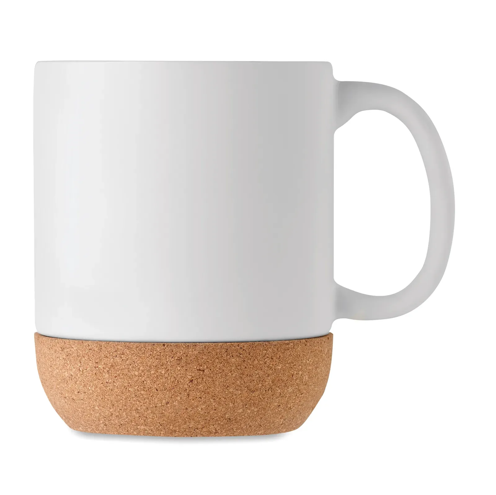Matt – Matt Ceramic Mug with Cork Base Detail; With a Special Coating for Laser Engraving — White
