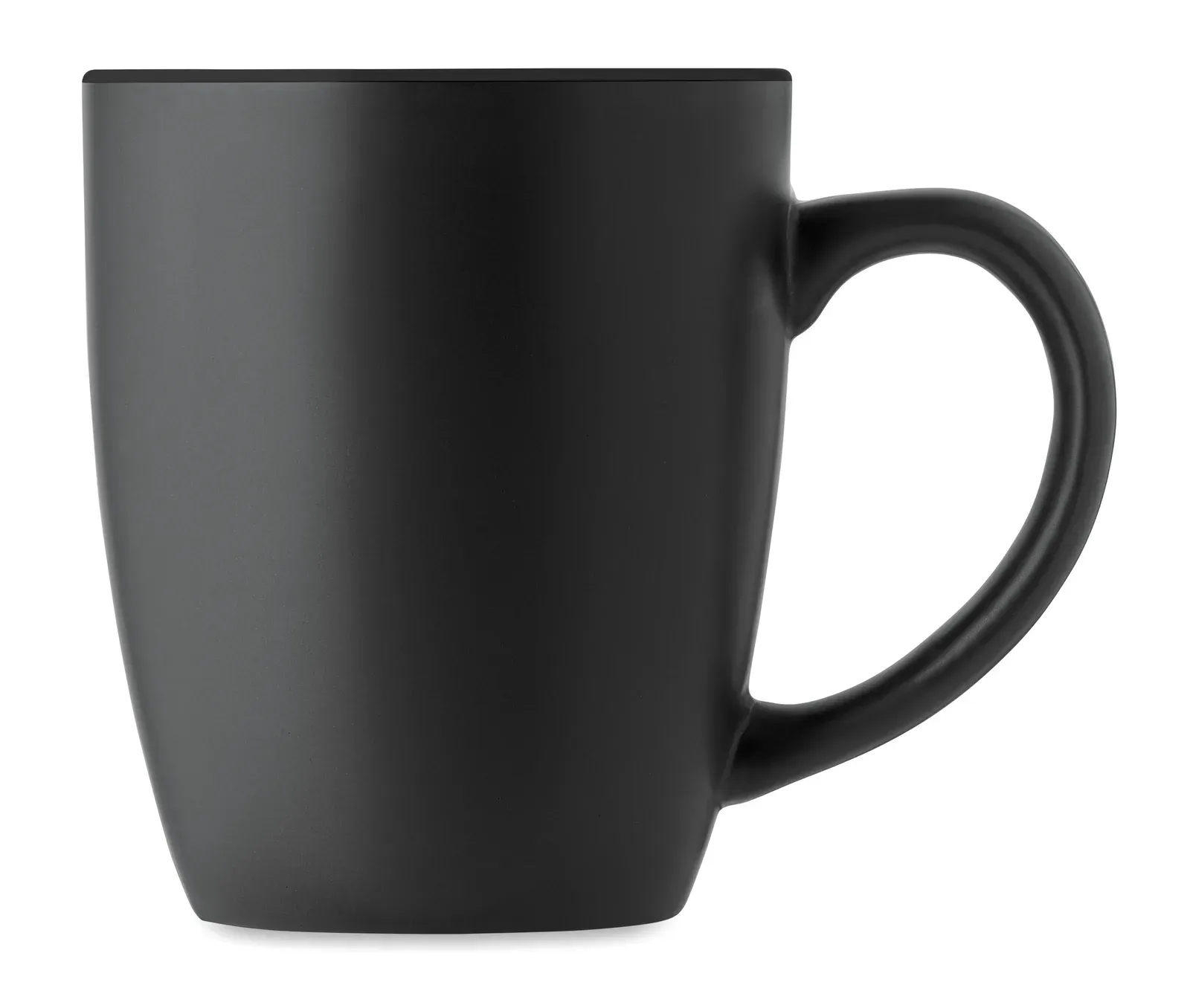 Lim – Black Matt Ceramic Mug with Shiny Coloured Inside; With a Special Coating for Laser Engraving — Black