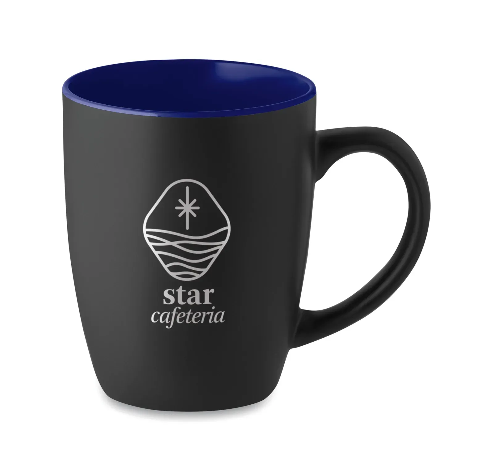 Lim – Black Matt Ceramic Mug with Shiny Coloured Inside; With a Special Coating for Laser Engraving — French Navy