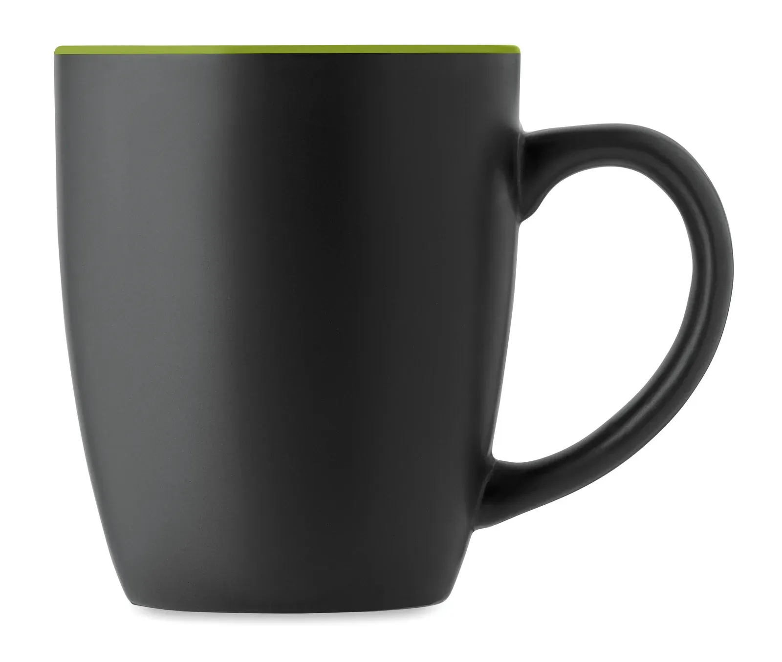 Lim – Black Matt Ceramic Mug with Shiny Coloured Inside; With a Special Coating for Laser Engraving — Lime