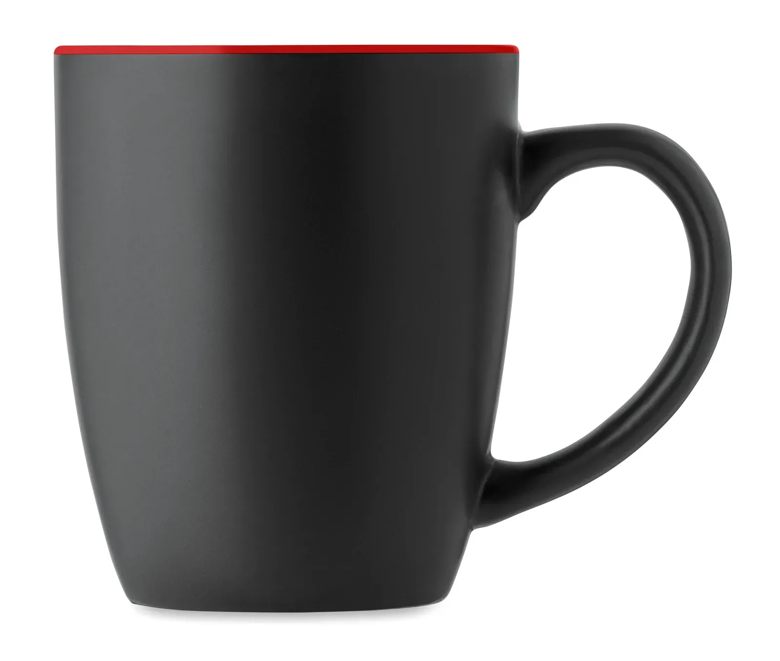 Lim – Black Matt Ceramic Mug with Shiny Coloured Inside; With a Special Coating for Laser Engraving — Red