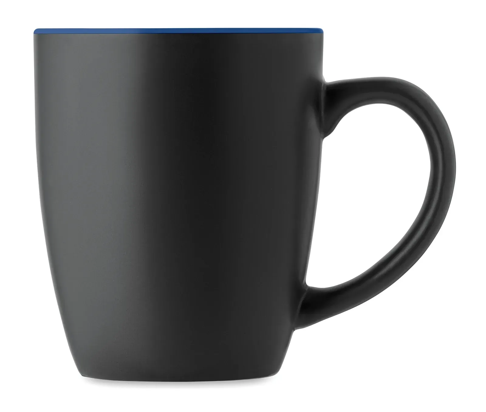 Lim – Black Matt Ceramic Mug with Shiny Coloured Inside; With a Special Coating for Laser Engraving — Royal Blue