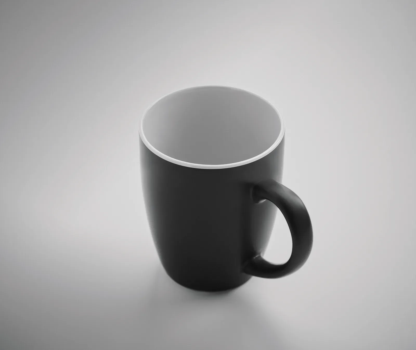 Lim – Black Matt Ceramic Mug with Shiny Coloured Inside; With a Special Coating for Laser Engraving — White