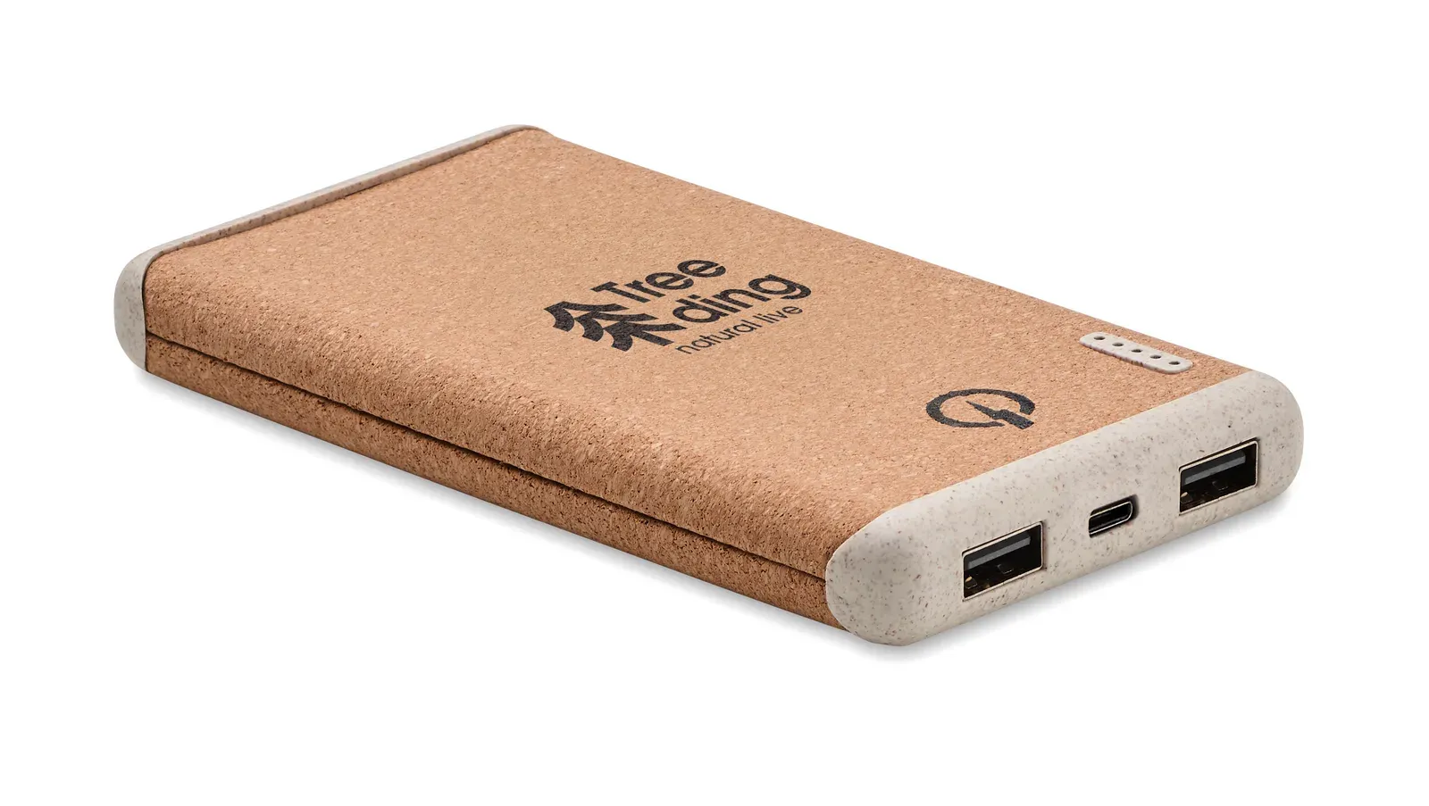 Ralia 10W Wireless Charger & 10000mAh Power Bank – Cork & Wheat Straw — Beige