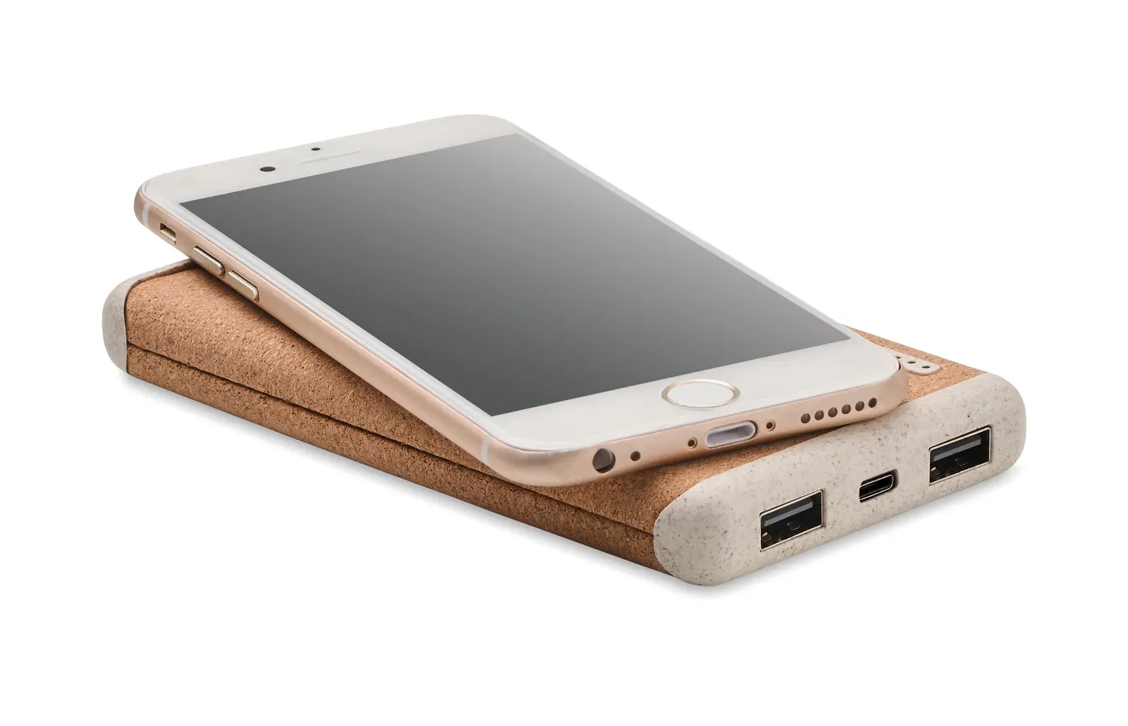 Ralia 10W Wireless Charger & 10000mAh Power Bank – Cork & Wheat Straw — Beige