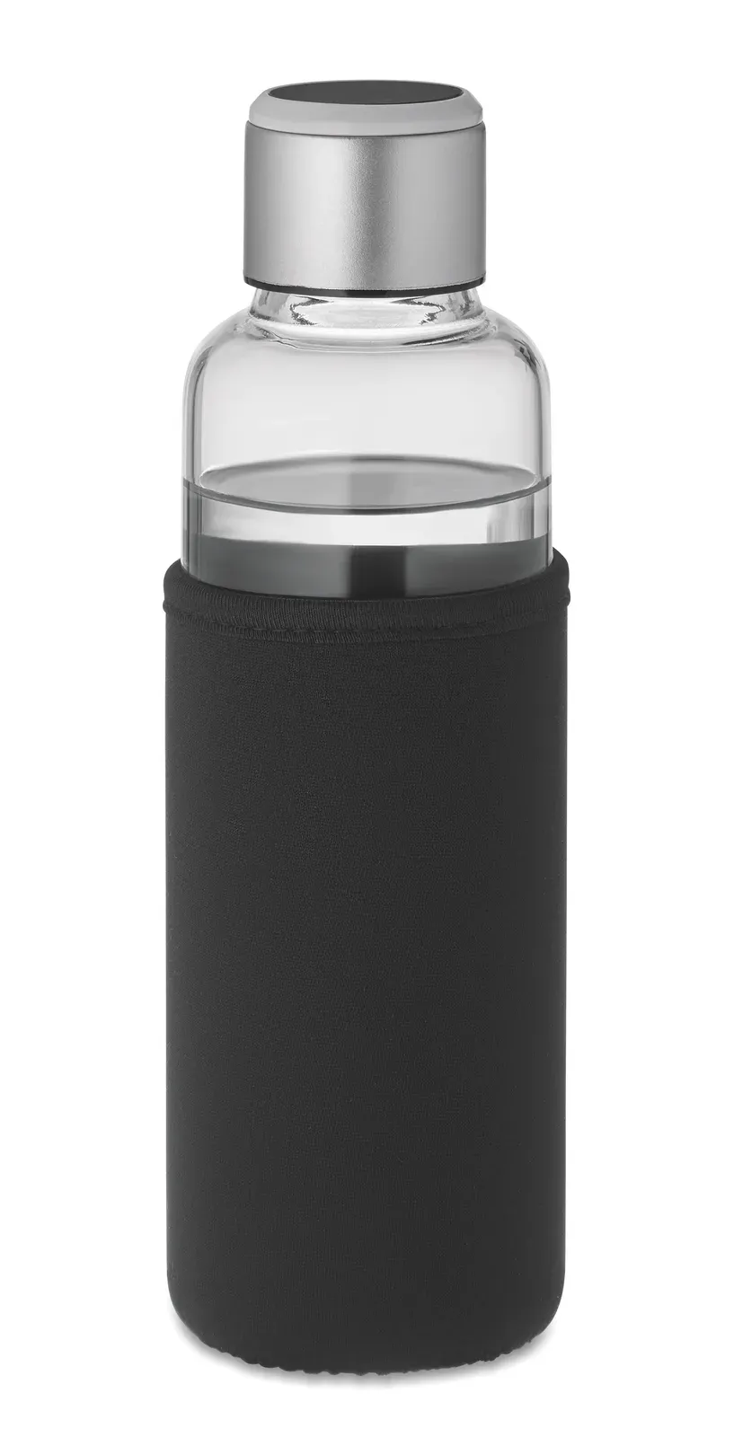 Inder – Borosilicate Glass Steel Bottle with Hydration Reminder in Pouch; Sensor Light Glows Every Hour Reminding You When — Black