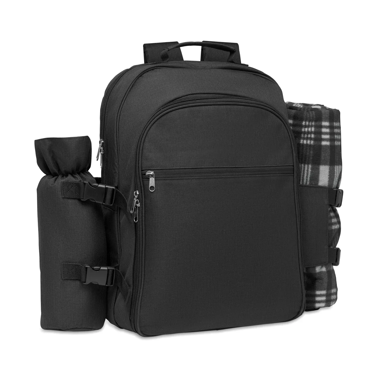 Duin 4-Person RPET Picnic Backpack Set — Black