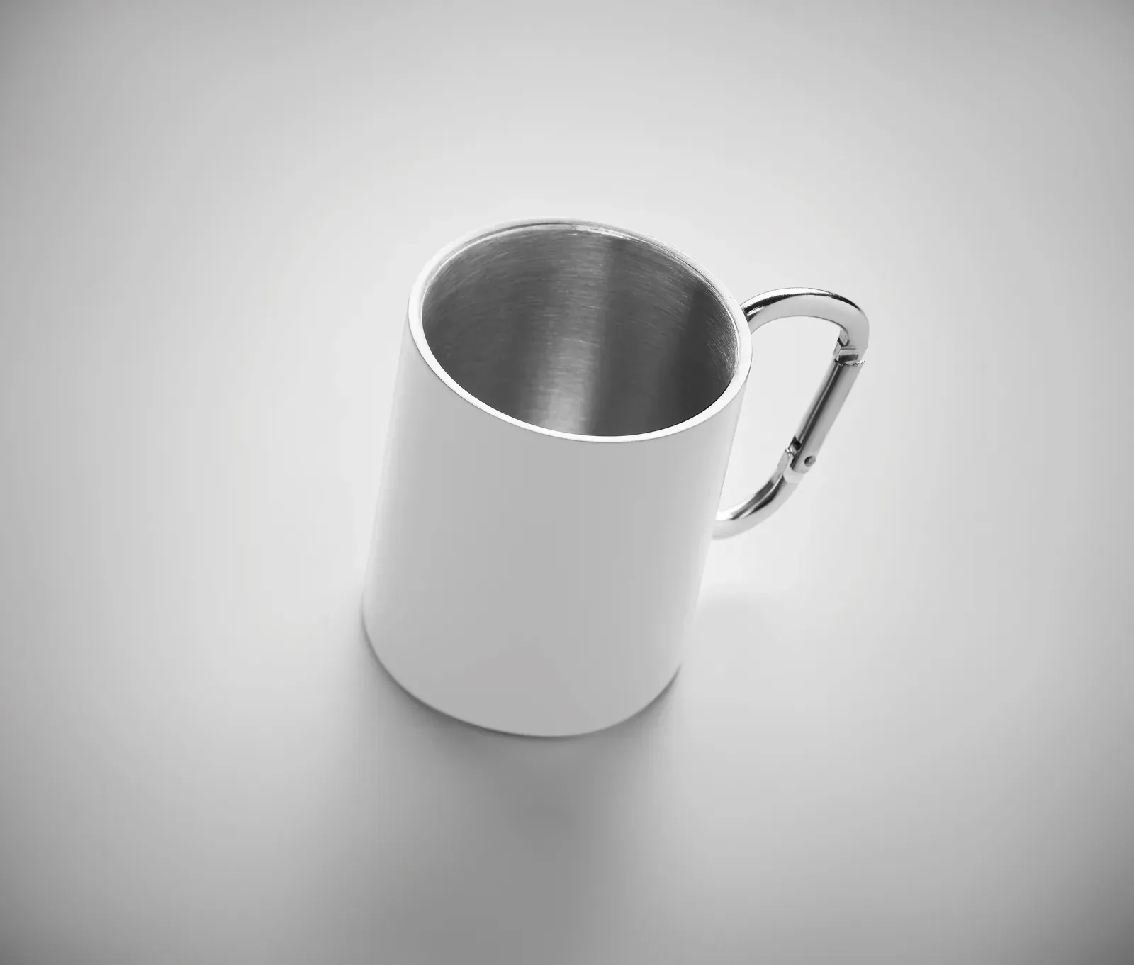 Arom – Sublimation Metal Vintage Double Wall Stainless Steel Mug Carabiner Handle — White