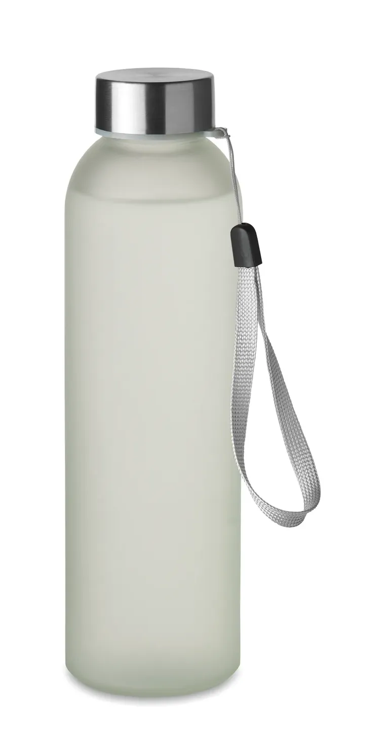 Olma – Glass Bottle with Special Coating for Sublimation; It Has a Stainless Steel Lid and Hanging Strap