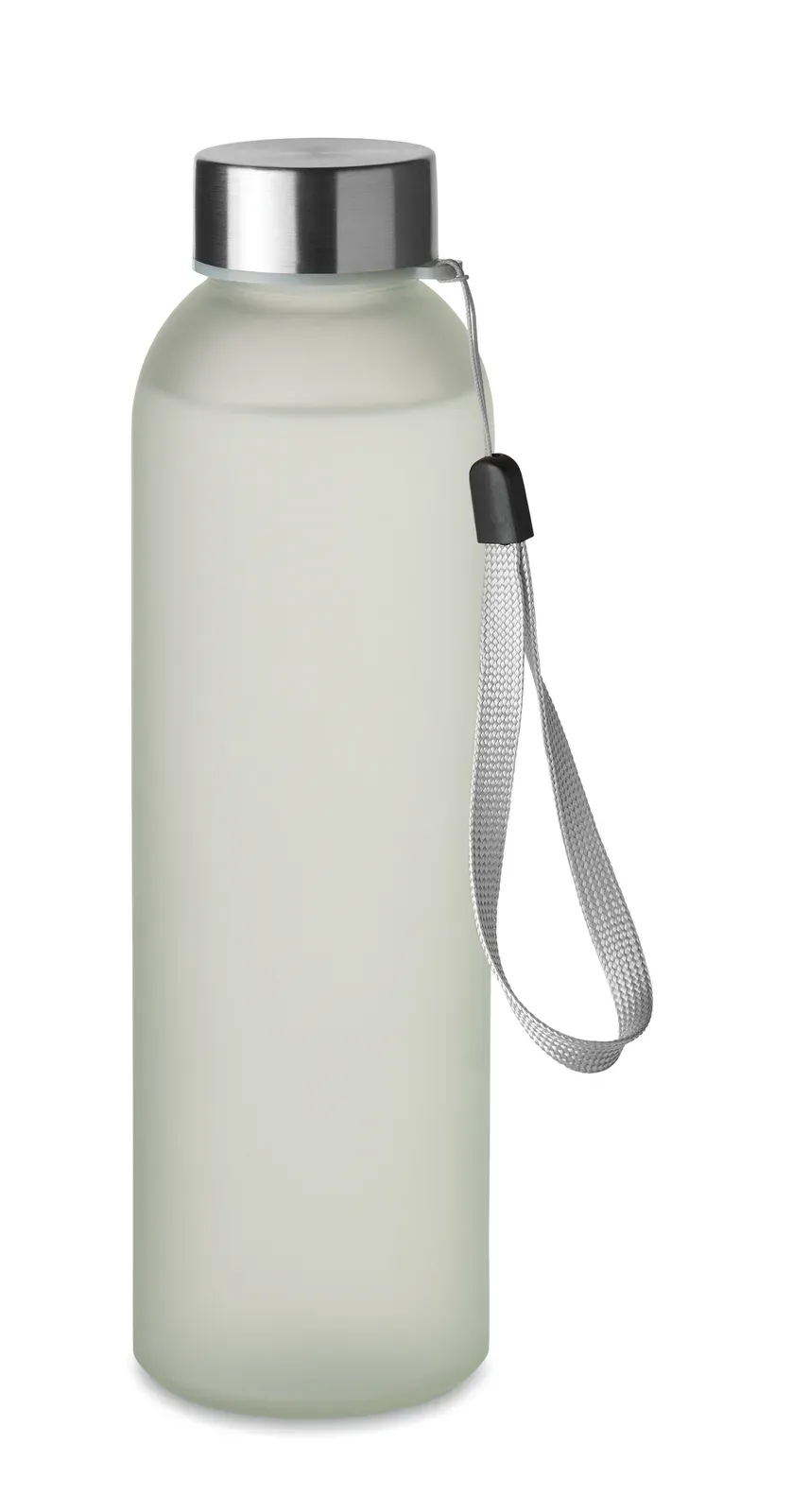 Olma – Glass Bottle with Special Coating for Sublimation; It Has a Stainless Steel Lid and Hanging Strap