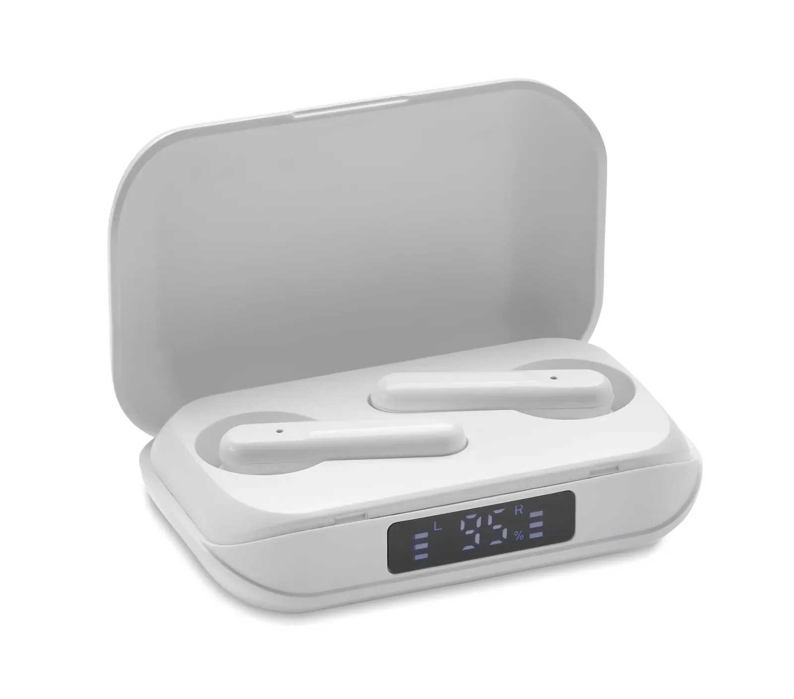 Quaver TWS 5.3 Wireless Earbuds – Recycled ABS with LCD Charge Display — White