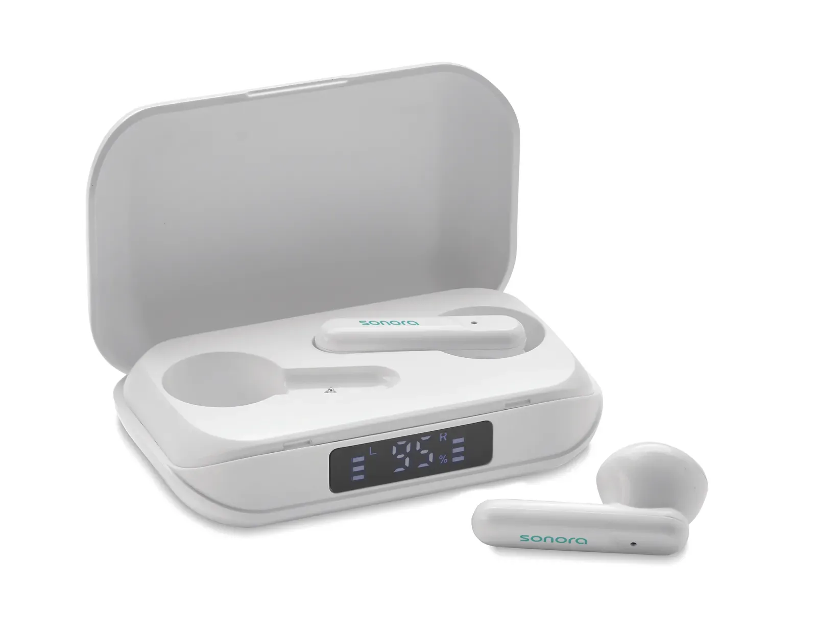 Quaver TWS 5.3 Wireless Earbuds – Recycled ABS with LCD Charge Display — White