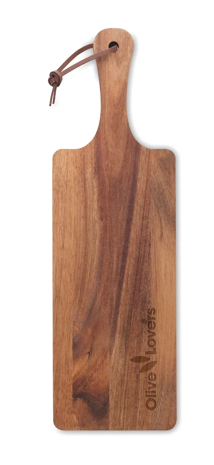 Cibo – Acacia Wood Serving Board with Handle and PU Cord — Wood